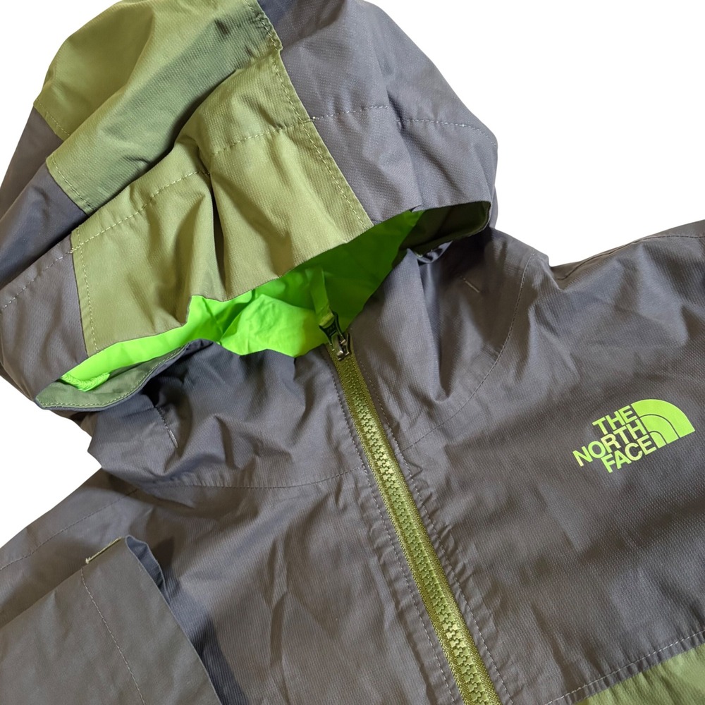 The North Face Rain Jacket Boys L 14/16 Green Grey Hooded Full Zip NF0A2TLB